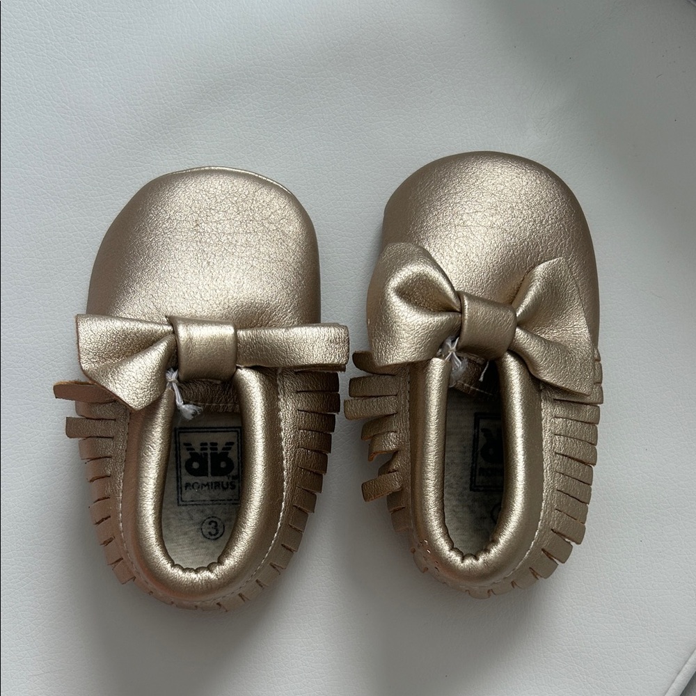 Robeez Shimmering Gold Bow Moccasins for Kids